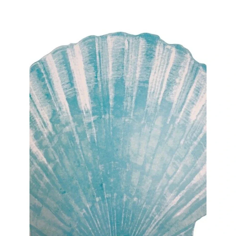 Scallop Shell Placemats Set of 4 Blue Vinyl Foam Back Summer Beach Nautical